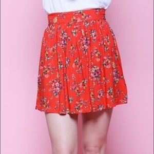 Coral/red floral skater skirt